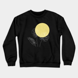 One Line Monstera Leaves Minimal Crewneck Sweatshirt